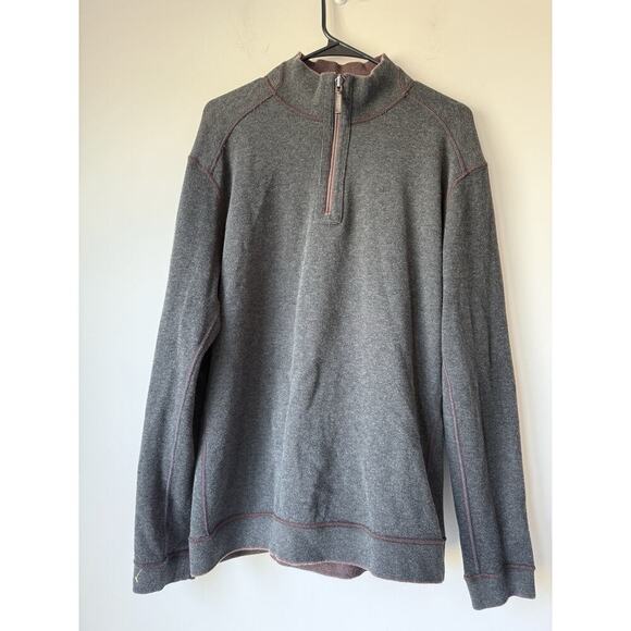 Tommy Bahama Sweater Mens Large Long Sleeve Pullover Reversible 1/4 Zip Brown​ - Picture 6 of 10